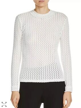 French Maje Limo Sweater Crochet Lace Long Sleeve Top